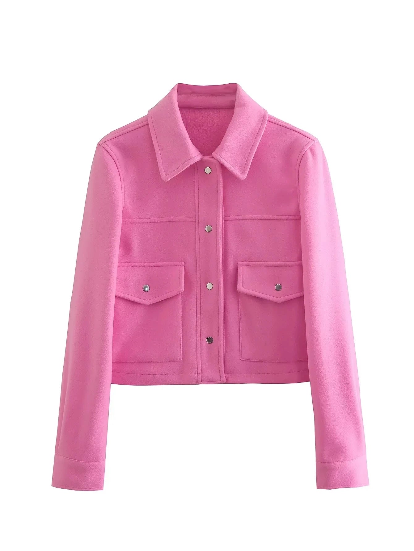 Jackets For Womens Front Pockets Button Long Sleeve Jacket
