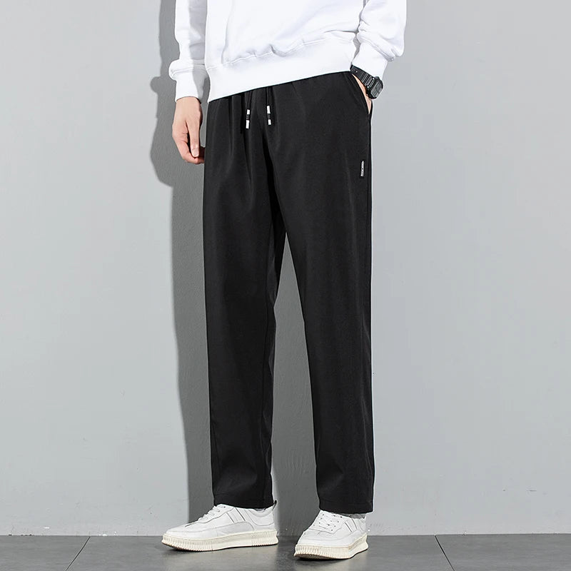 Men's New Black Gray Straight Leg Sweatpants