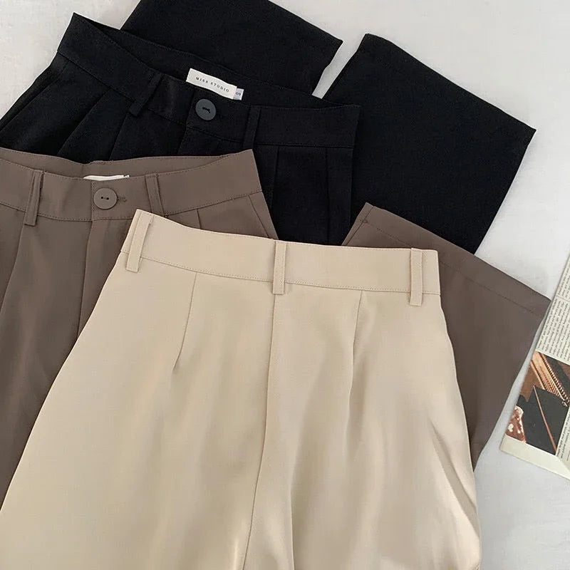 Women Suit Pants Fall Straight Office Ladies Korean Fashion Trousers