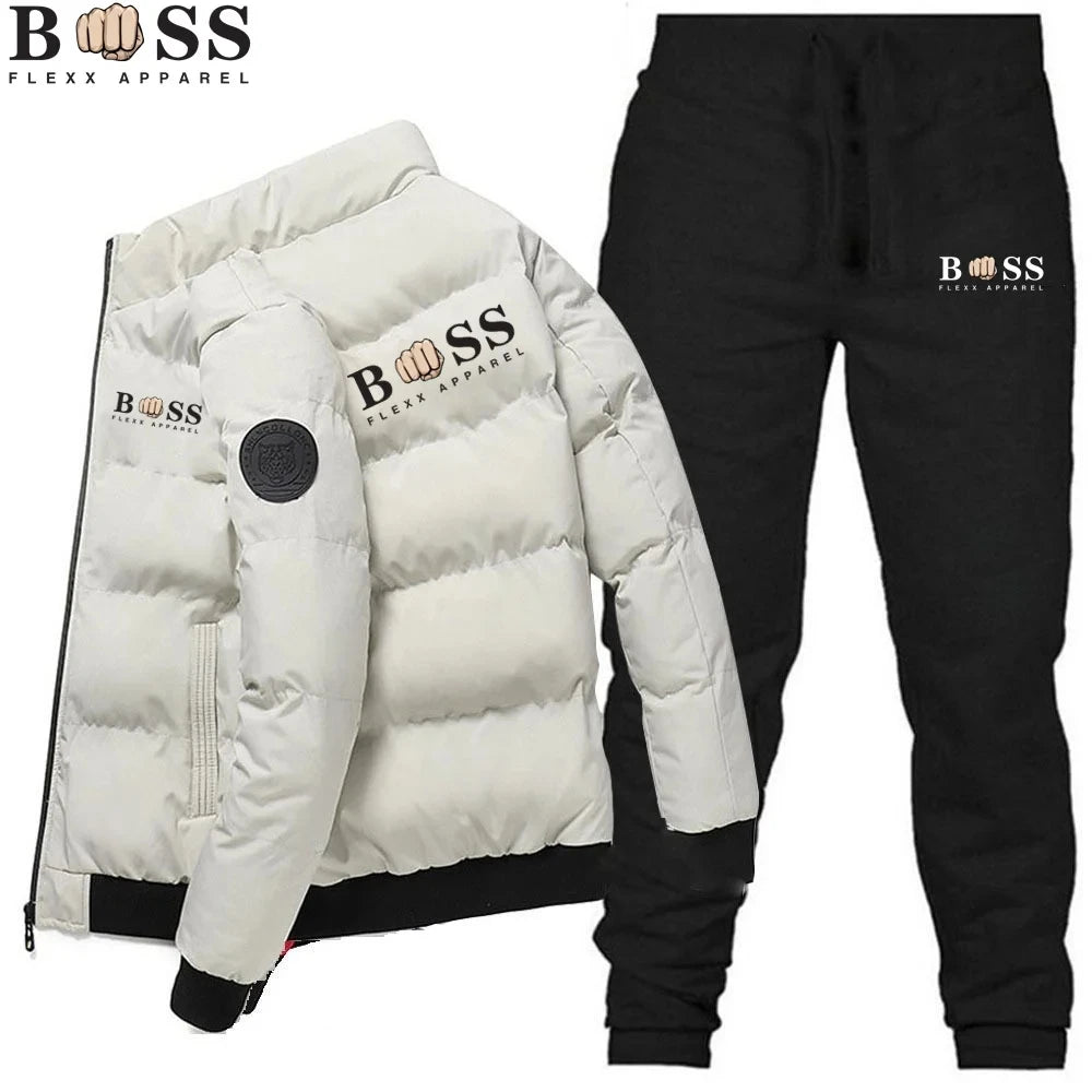 Men's Fashion Warm New Windproof High Quality Polyester Zipper Jacket and Pants