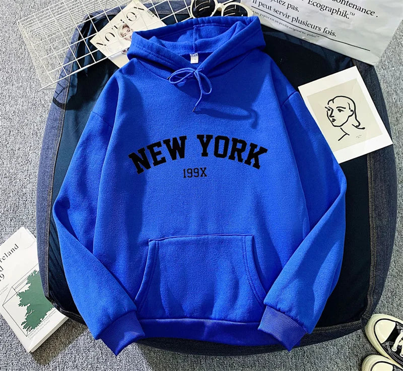 Sweatshirts for Women New York Letter Casual Loose Fleece Tops