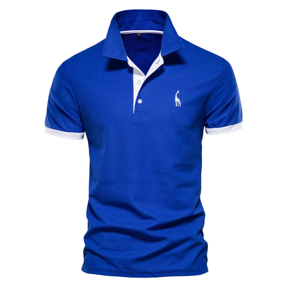 Polo Giraffe Shirt Men Quality Short Sleeve Polo Casual Business