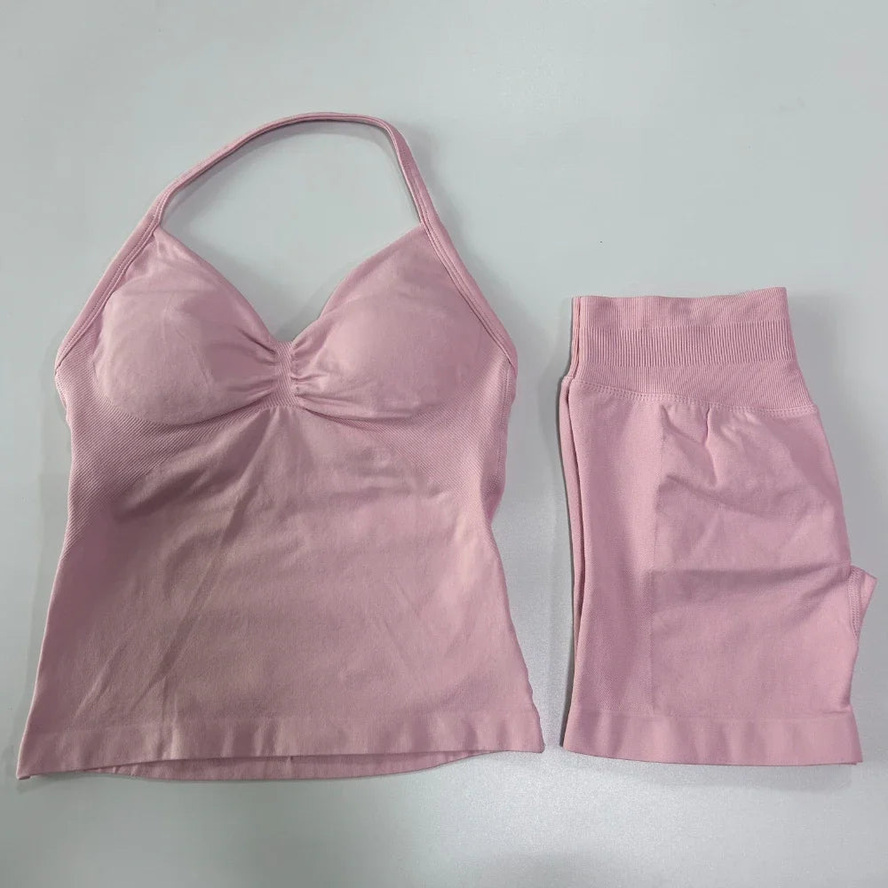 Women Backless Tank Top Workout Sets