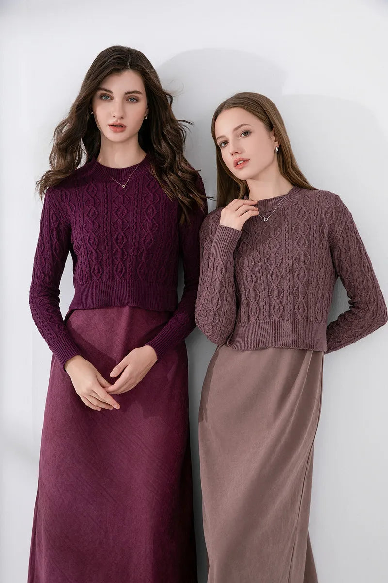 woman clothes short design Cable knitted top
