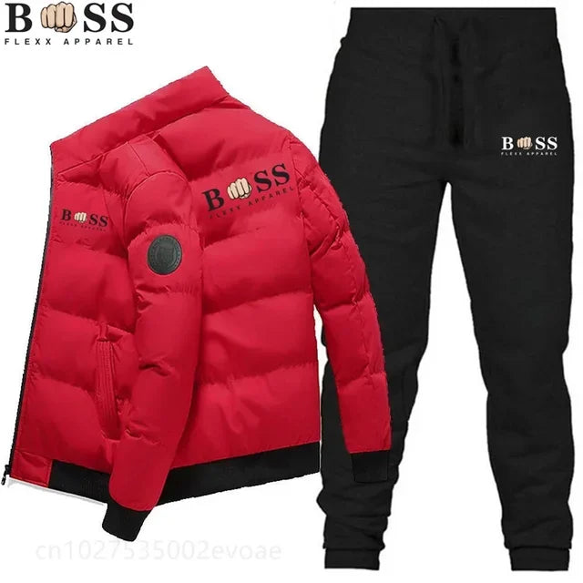 Men's Fashion Warm New Windproof High Quality Polyester Zipper Jacket and Pants