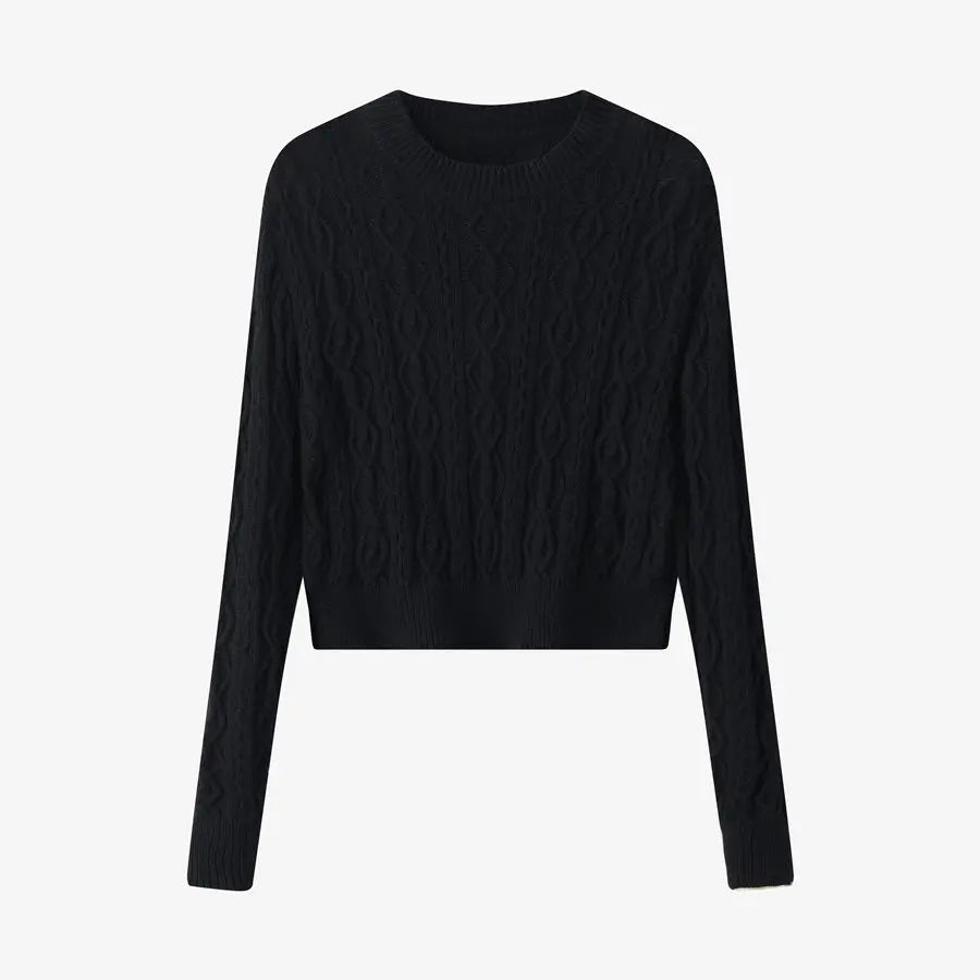 woman clothes short design Cable knitted top