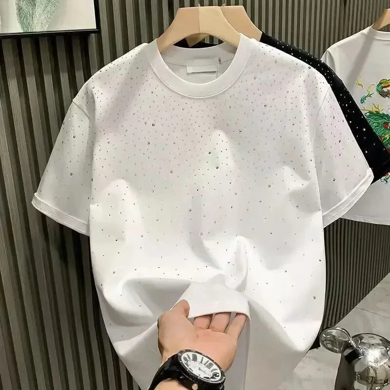 Summer Men Clothing T-shirt Round Neck Casual
