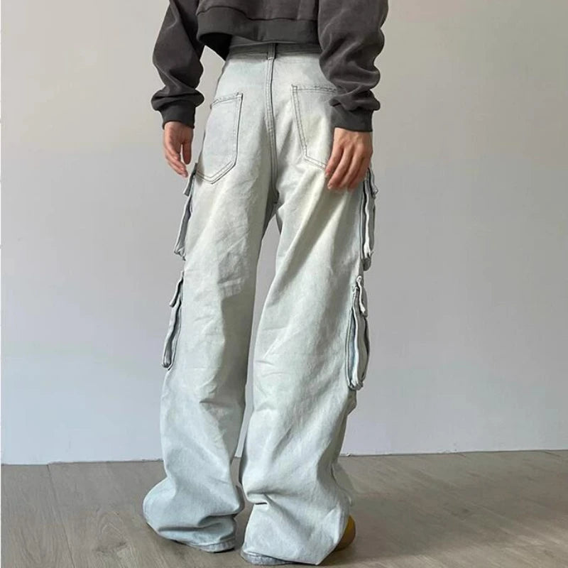 New Ladies Cargo Jeans American Street Style Baggy Cargo Pants
