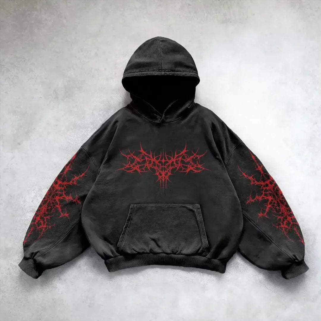 Vintage Fashion Print Zip Up Hoodies Sweatshirt Men and Women Streetwear
