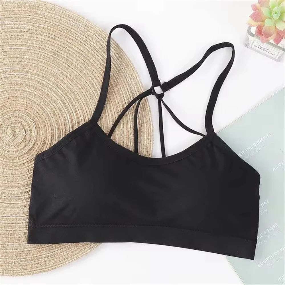 Letter strap back underwear women with chest cushion back