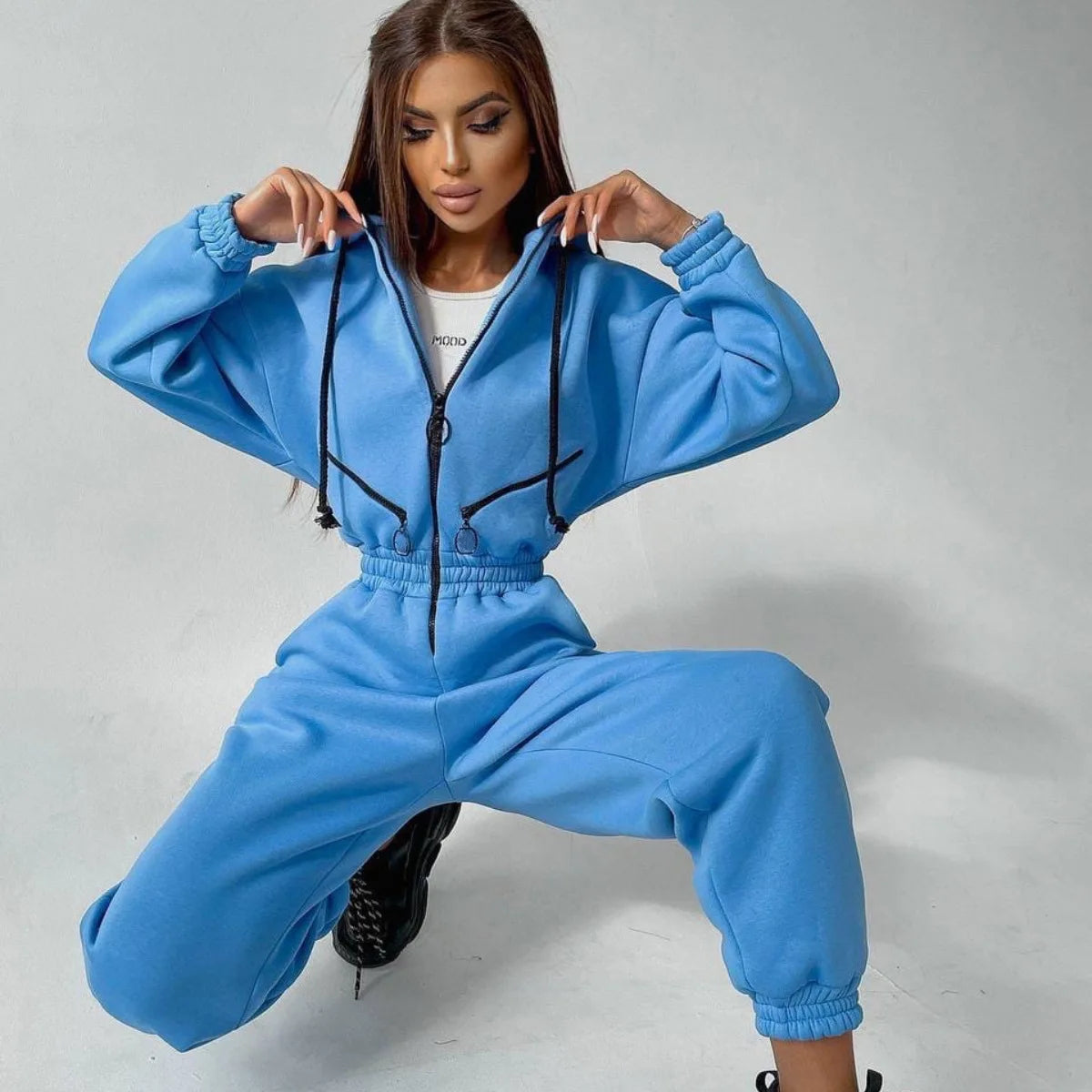 Women Playsuit Sportswear Zipper Hoodies