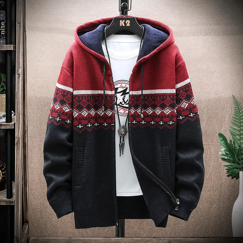 Men's New Winter Sweater Hooded Cardigan