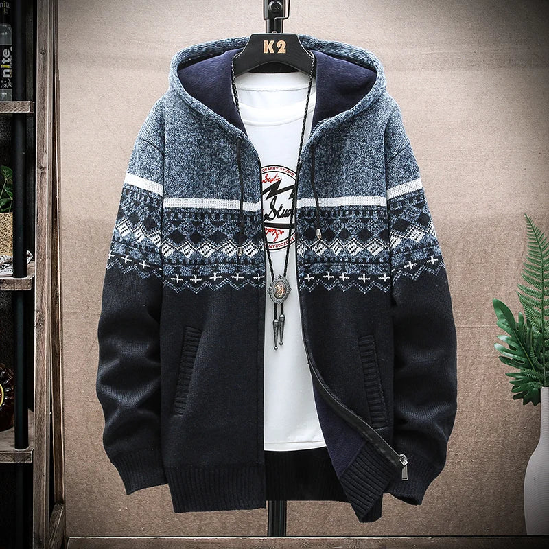 Men's New Winter Sweater Hooded Cardigan