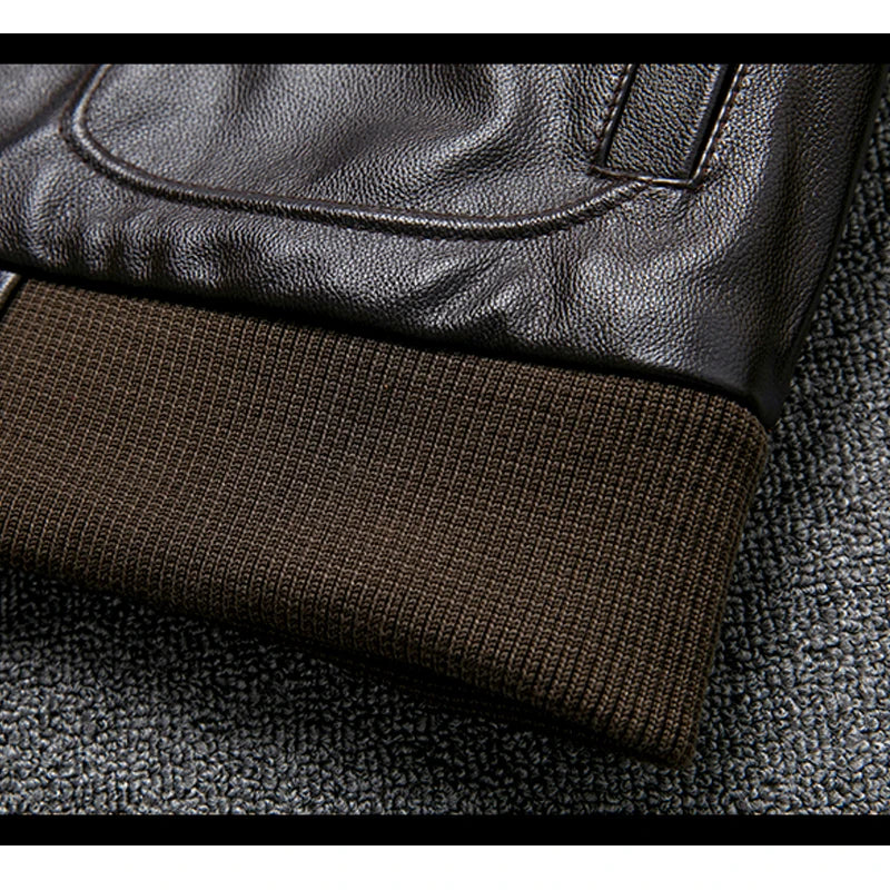 Air Force Flight Jacket Collar Genuine Top Layer Cow Leather Jacket