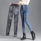 Thermal Winter Skinny Jeans Thick Women Stretch Button Jeans