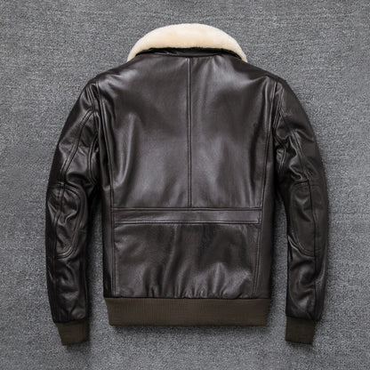 Air Force Flight Jacket Collar Genuine Top Layer Cow Leather Jacket