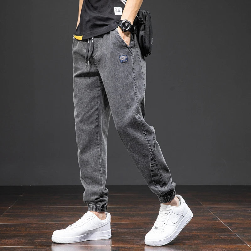 Men Denim Jogger Pants Trousers