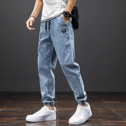 Men Denim Jogger Pants Trousers