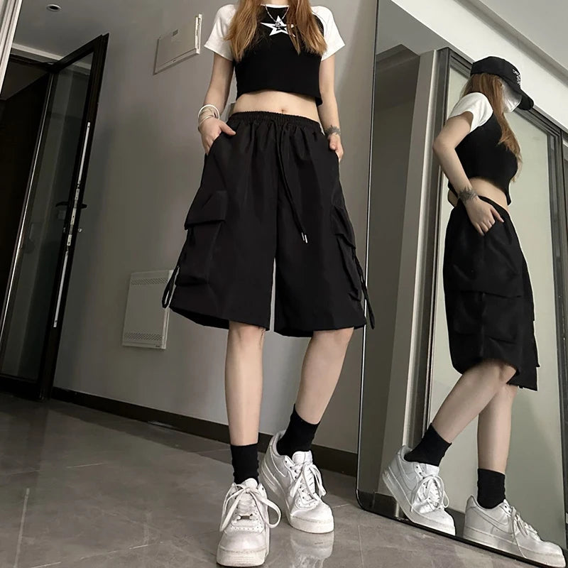 Women High Waist Cargo Shorts Streetwear Female