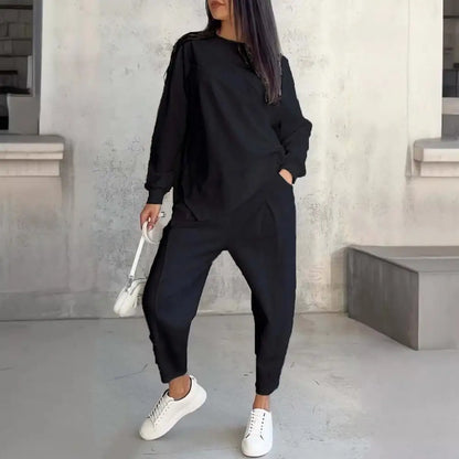 Women's Top Pants Set with Irregular T-shirt