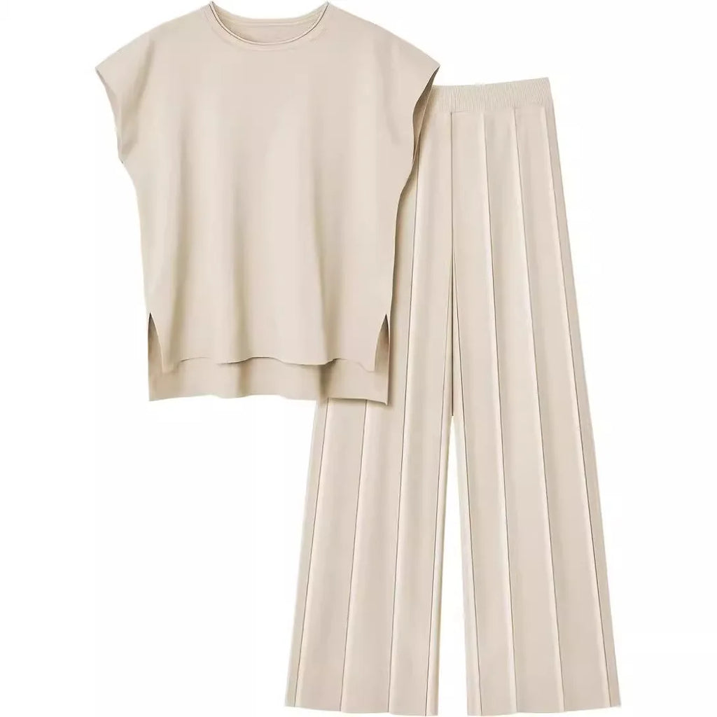 Fashion Casual Suit Sleeveless Vest Sweater  Wide-leg Pants Two-piece Set