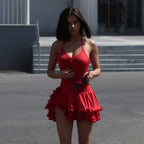 Women's Hem V-Neck Short Dress Party Outfits