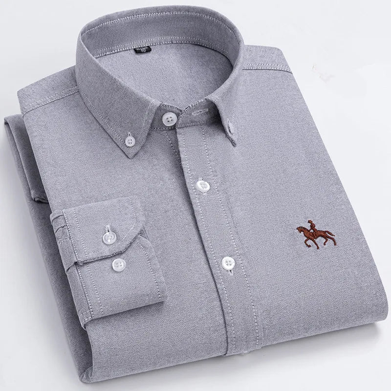 Mens Leisure Embroidered Horse Shirts Streetwear