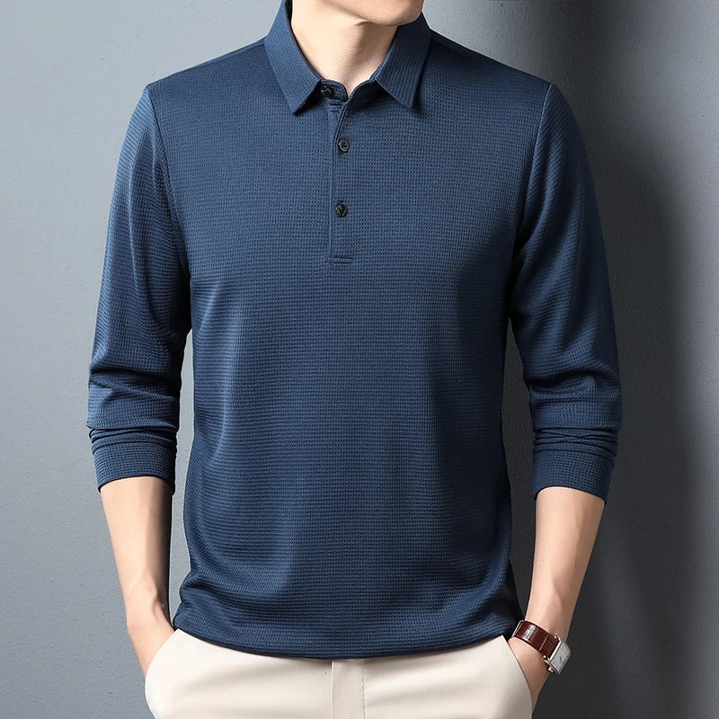 Men's Casual Polo Long Sleeve T-shirt Summer Comfortable  Top