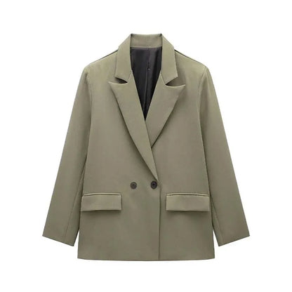 New Women's Solid Color Double breasted Loose Suit Coat for Women