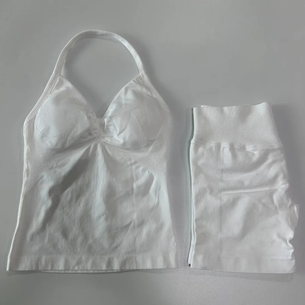 Women Backless Tank Top Workout Sets