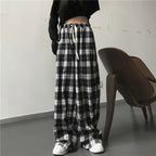 Women Sweatpants Fashion Black Plaid Casual Pants