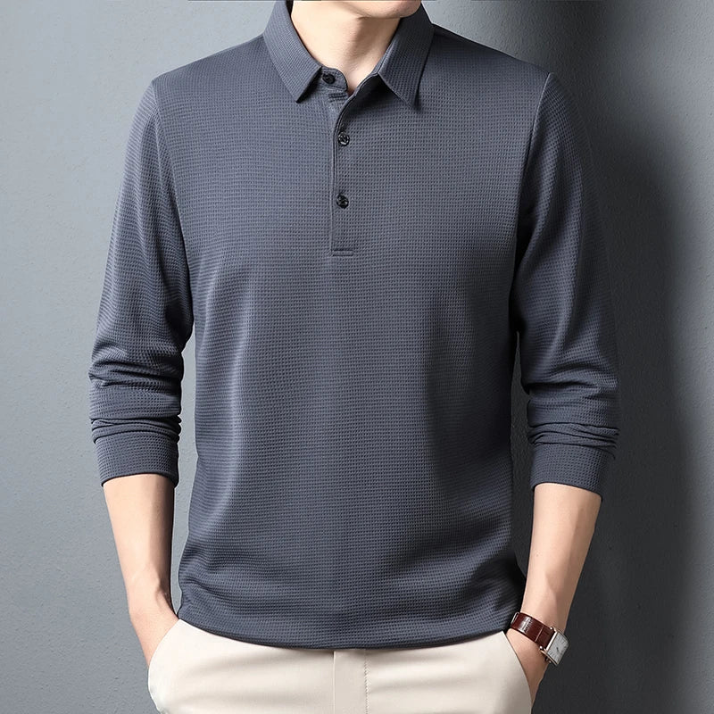 Men's Casual Polo Long Sleeve T-shirt Summer Comfortable  Top