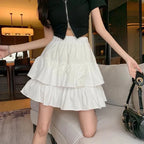 Women White Skirt Elastic Waist Summer Dress