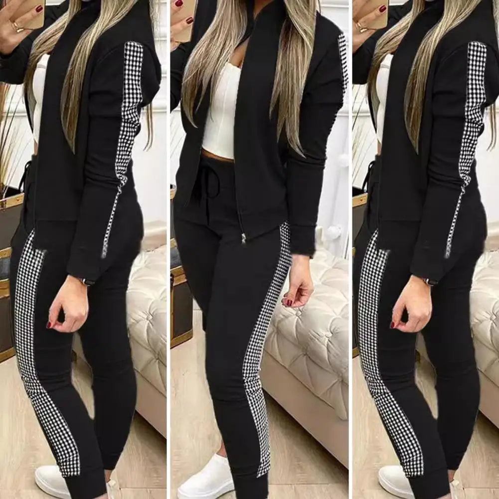 Women Tracksuit Sweatshirt Drawstring Pants Suit for Gym