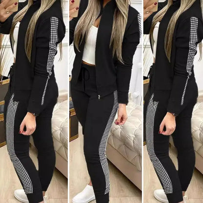 Women Tracksuit Sweatshirt Drawstring Pants Suit for Gym