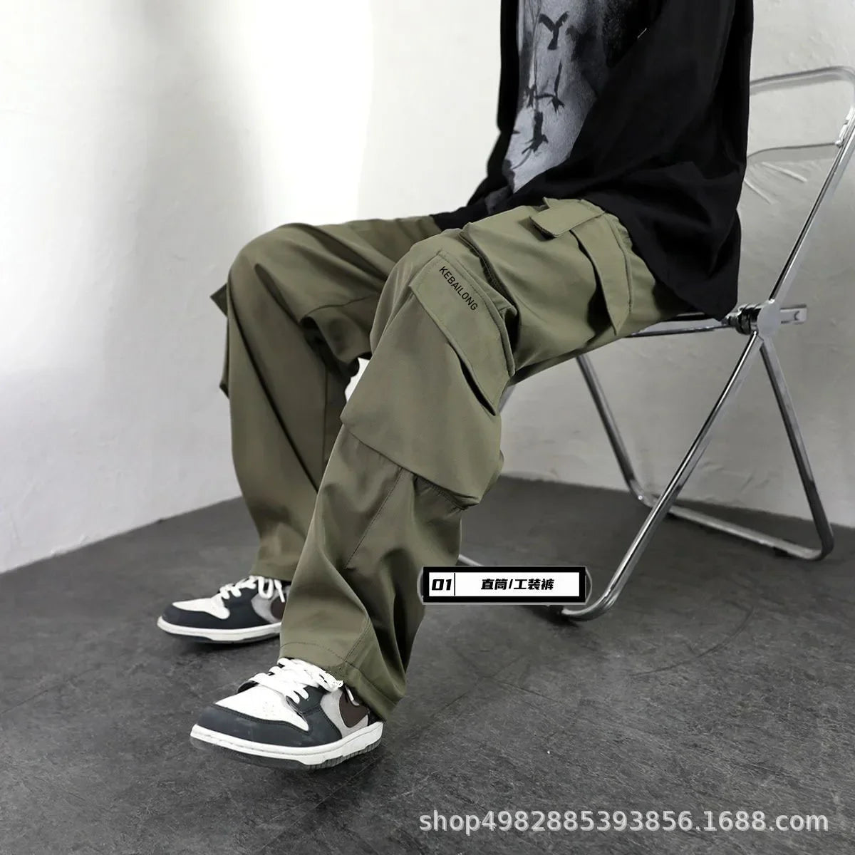 Black American Overalls High Street Boys Straight Leg Casual Pants