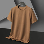 Men's New Summer Waffle round Neck Short Sleeve T-Shirt