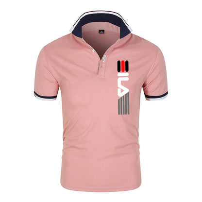 New Men's Lapel Polo Shirt printing  Short Sleeve Casual