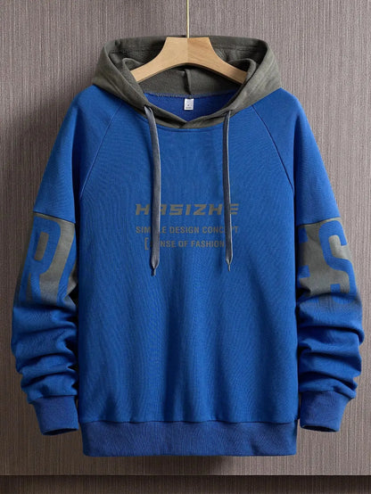 New Casual And Versatile Contrast Monogram Print Long Sleeve Hooded Sweatshirt