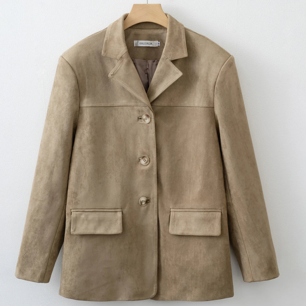 Winter New Women Fashion Suede Basic Jacket Basic Blazer