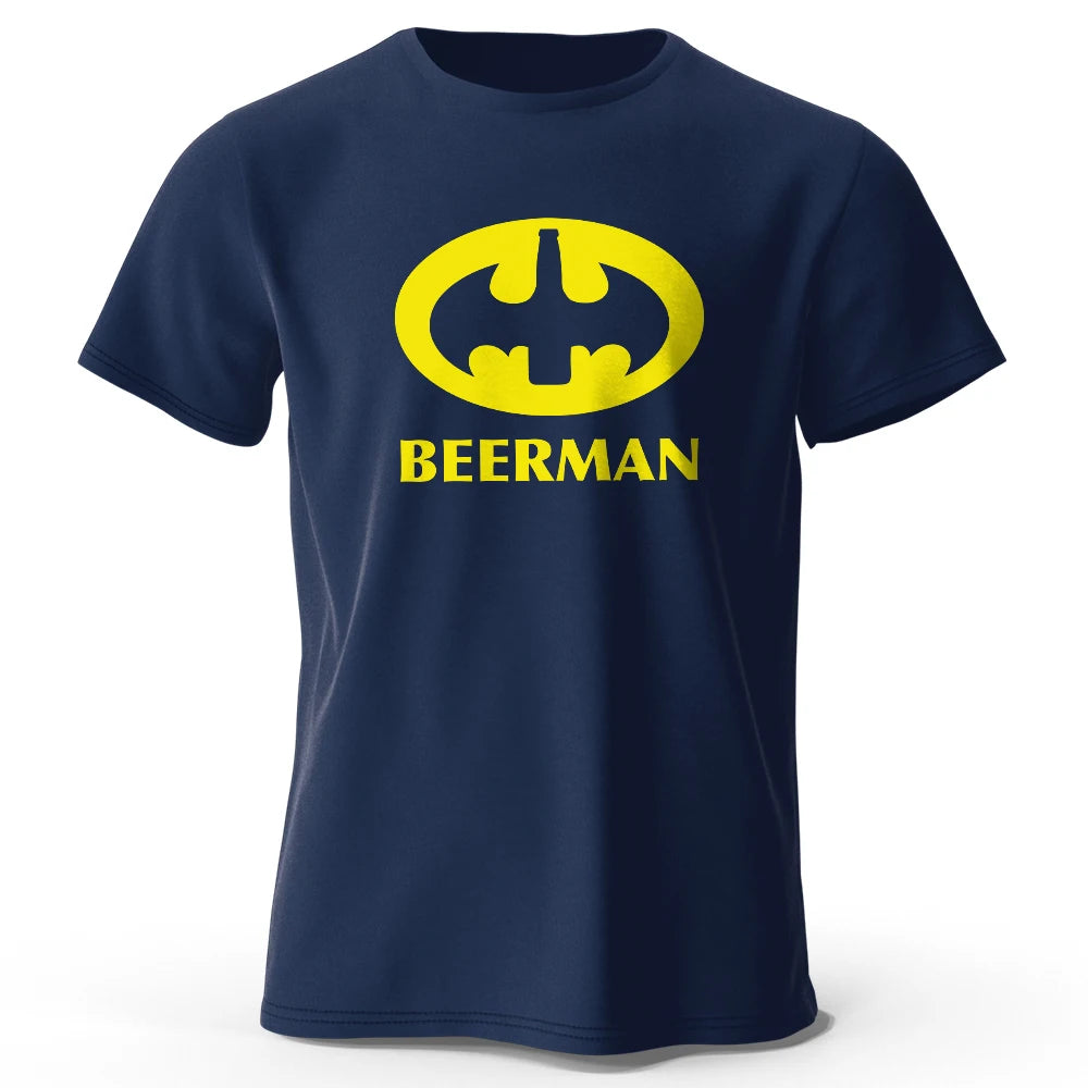 Men's Beer Man Printed T-Shirt 100% Cotton  Tops