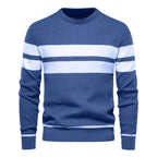 Men's Sweater O-neck Patchwork Long Sleeve Warm Slim Sweaters