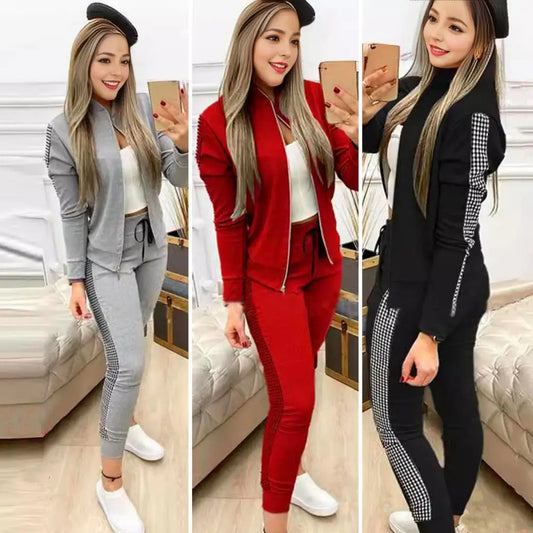 Women Tracksuit Sweatshirt Drawstring Pants Suit for Gym