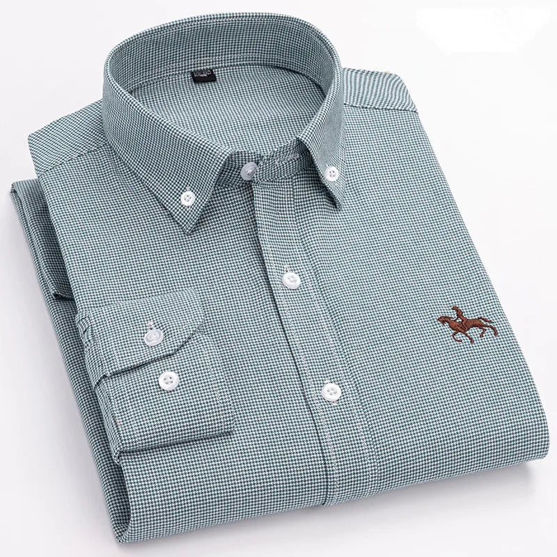 Mens Leisure Embroidered Horse Shirts Streetwear