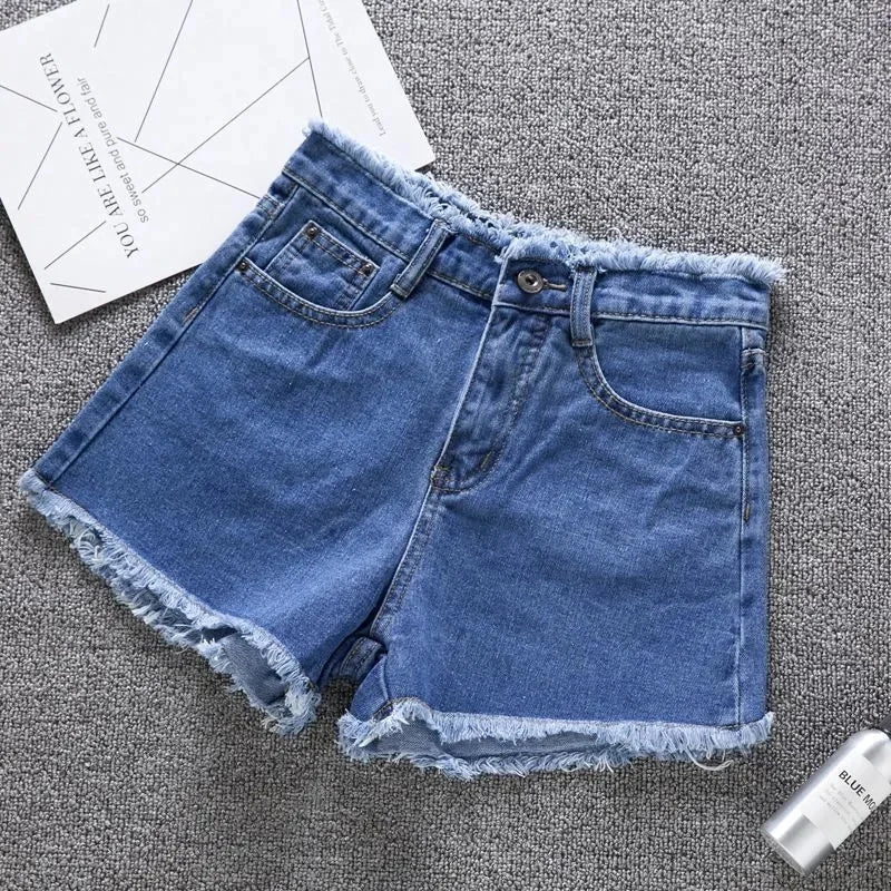 Woman High Haist Jeans Shorts Casual Pants
