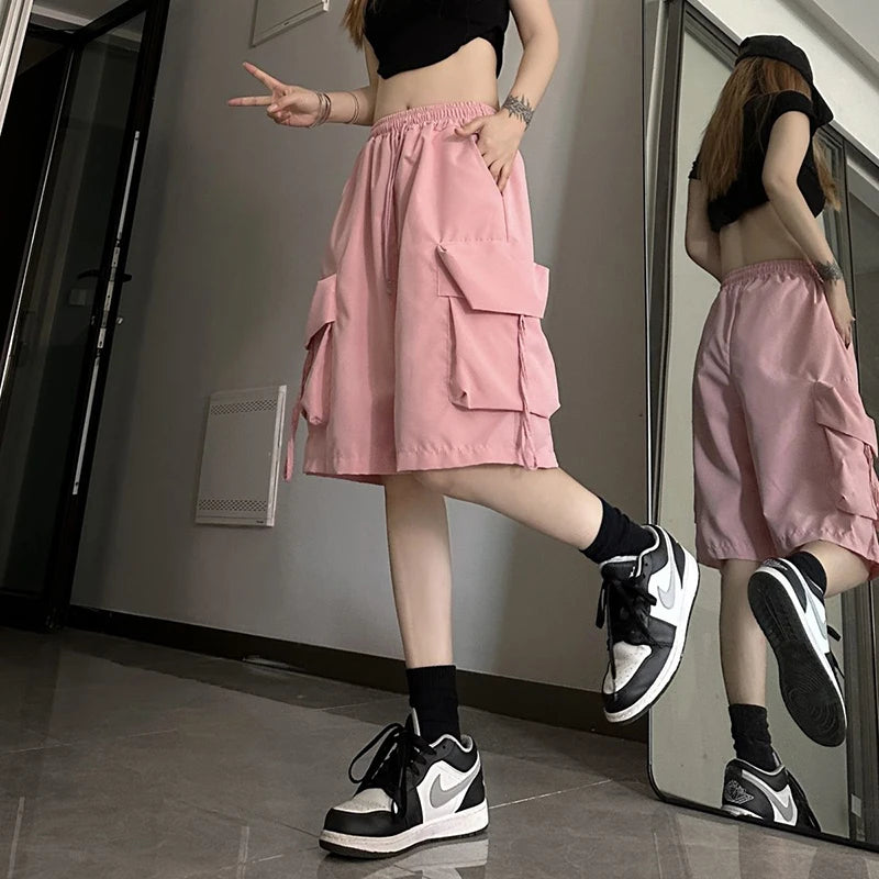 Women High Waist Cargo Shorts Streetwear Female