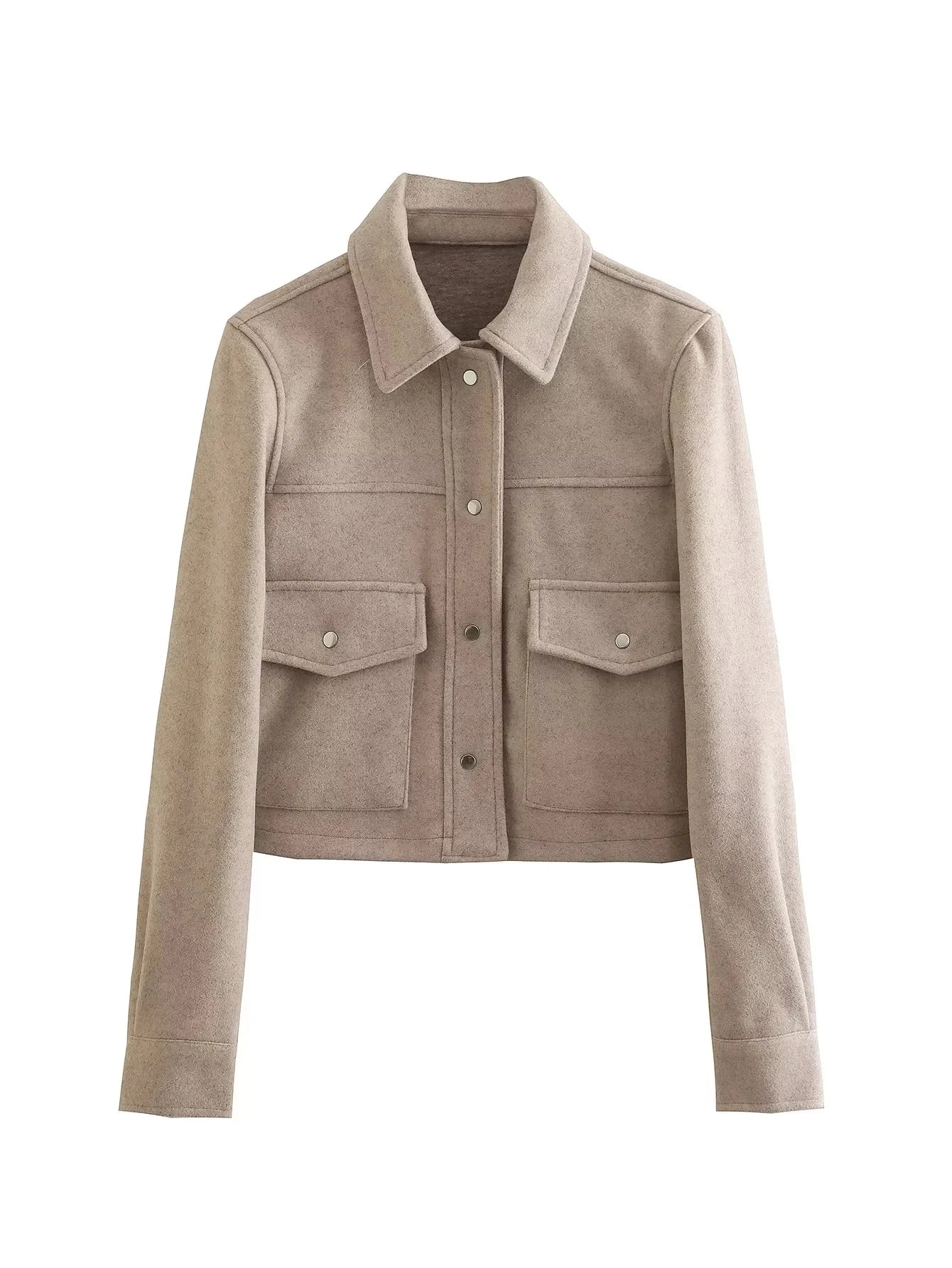 Jackets For Womens Front Pockets Button Long Sleeve Jacket