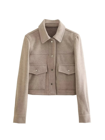 Jackets For Womens Front Pockets Button Long Sleeve Jacket