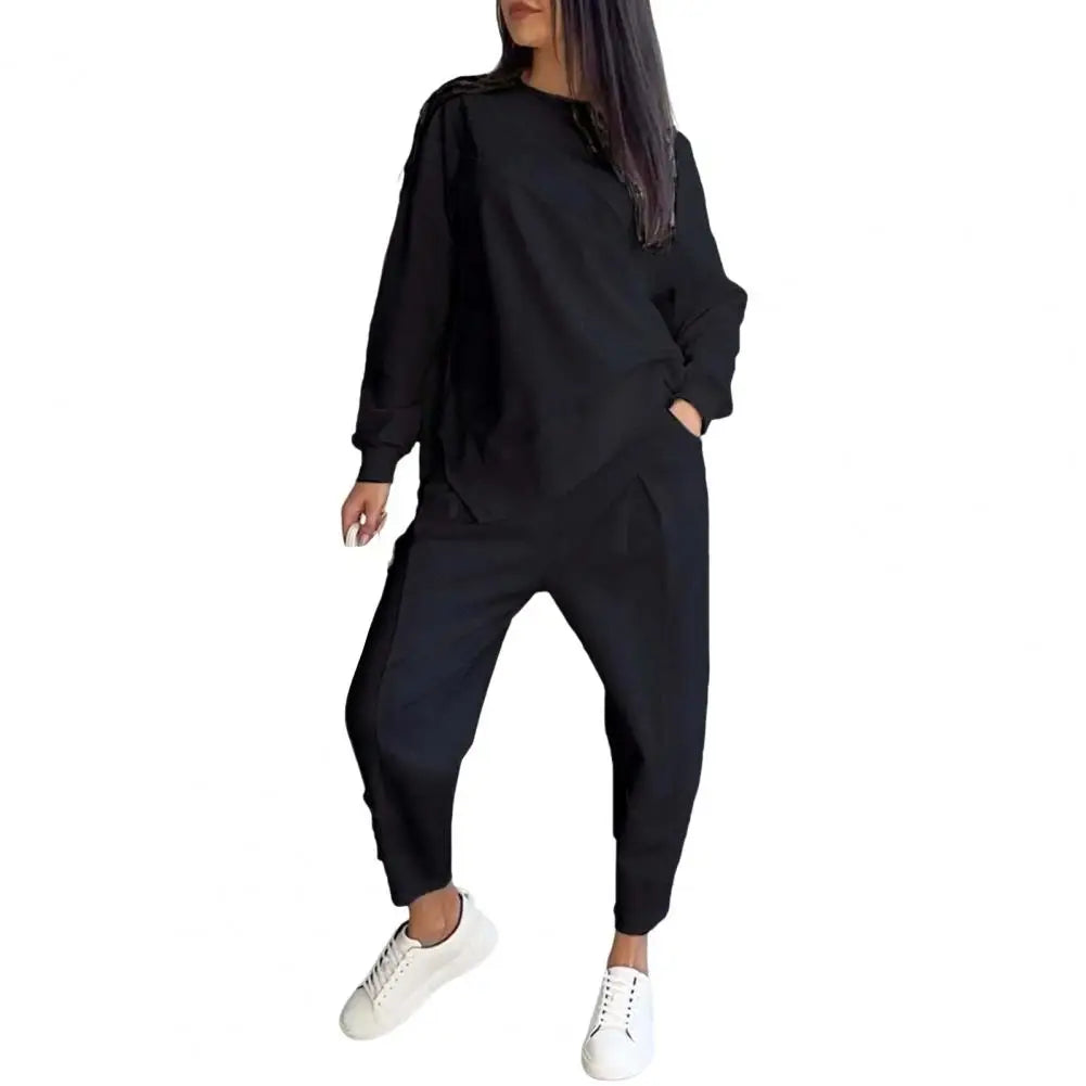 Women's Top Pants Set with Irregular T-shirt