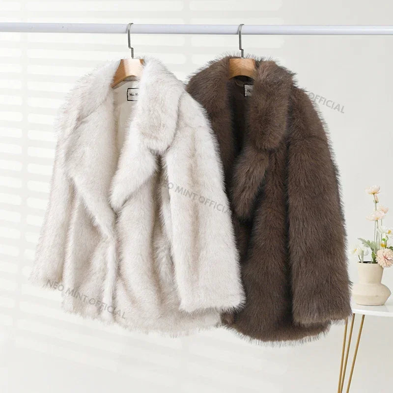 Coat Women Thick Warm Outerwear Fluffy Jacket